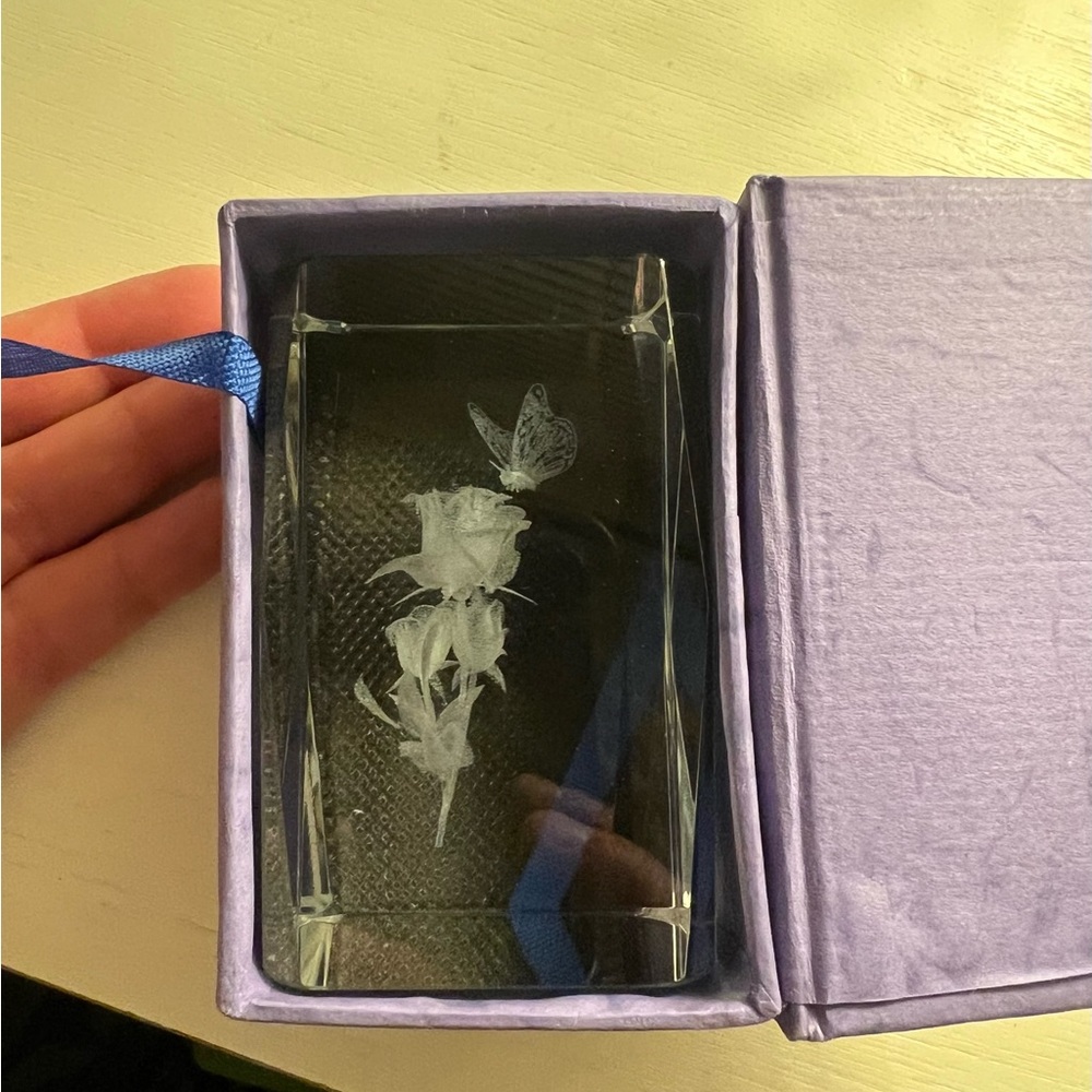 Final Mega Sale!!!  Etched Butterfly to a Rose Crystal—New in Box!
